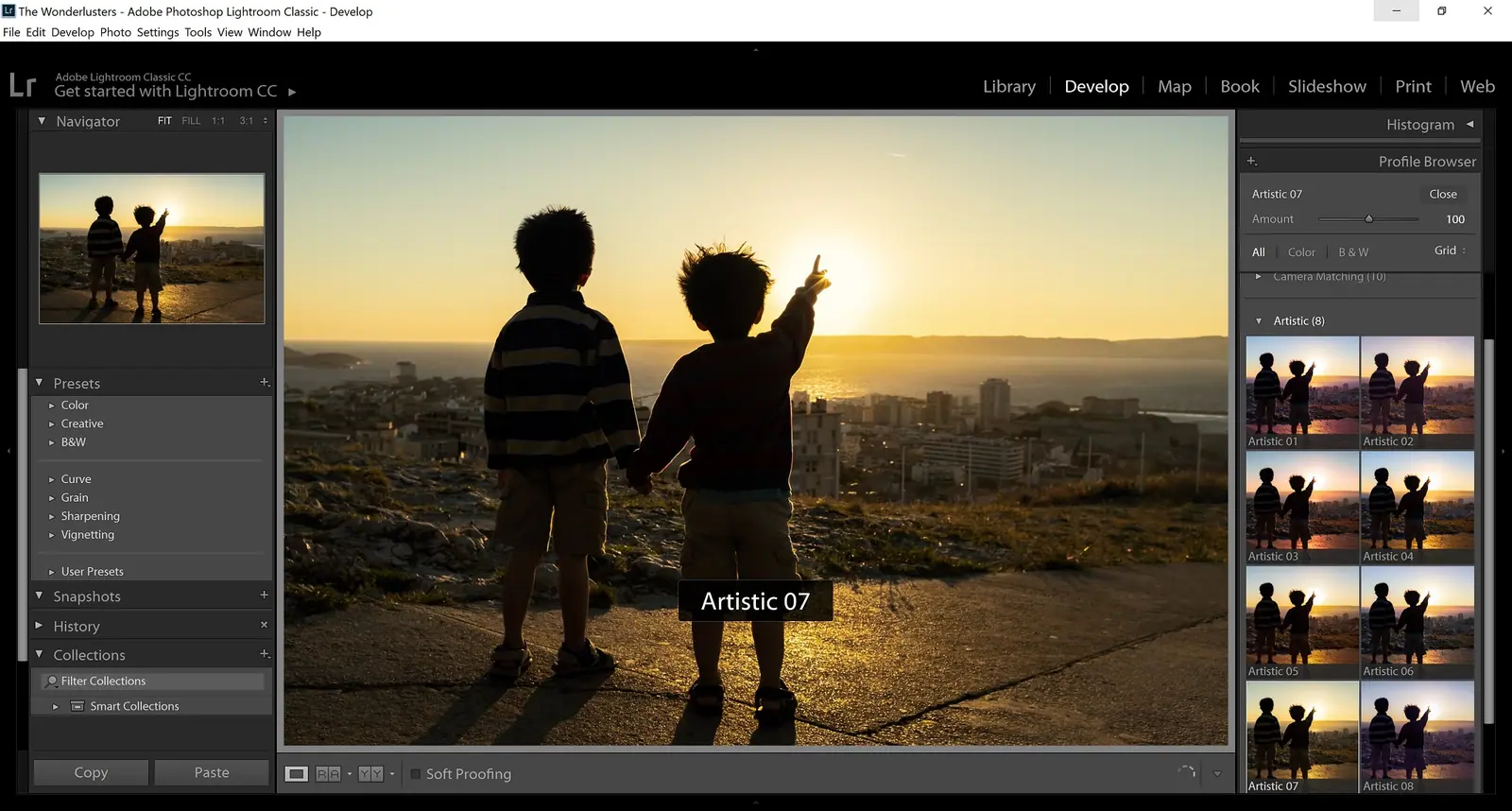 Coucher de soleil sur Marseille avec un profil Cinéma