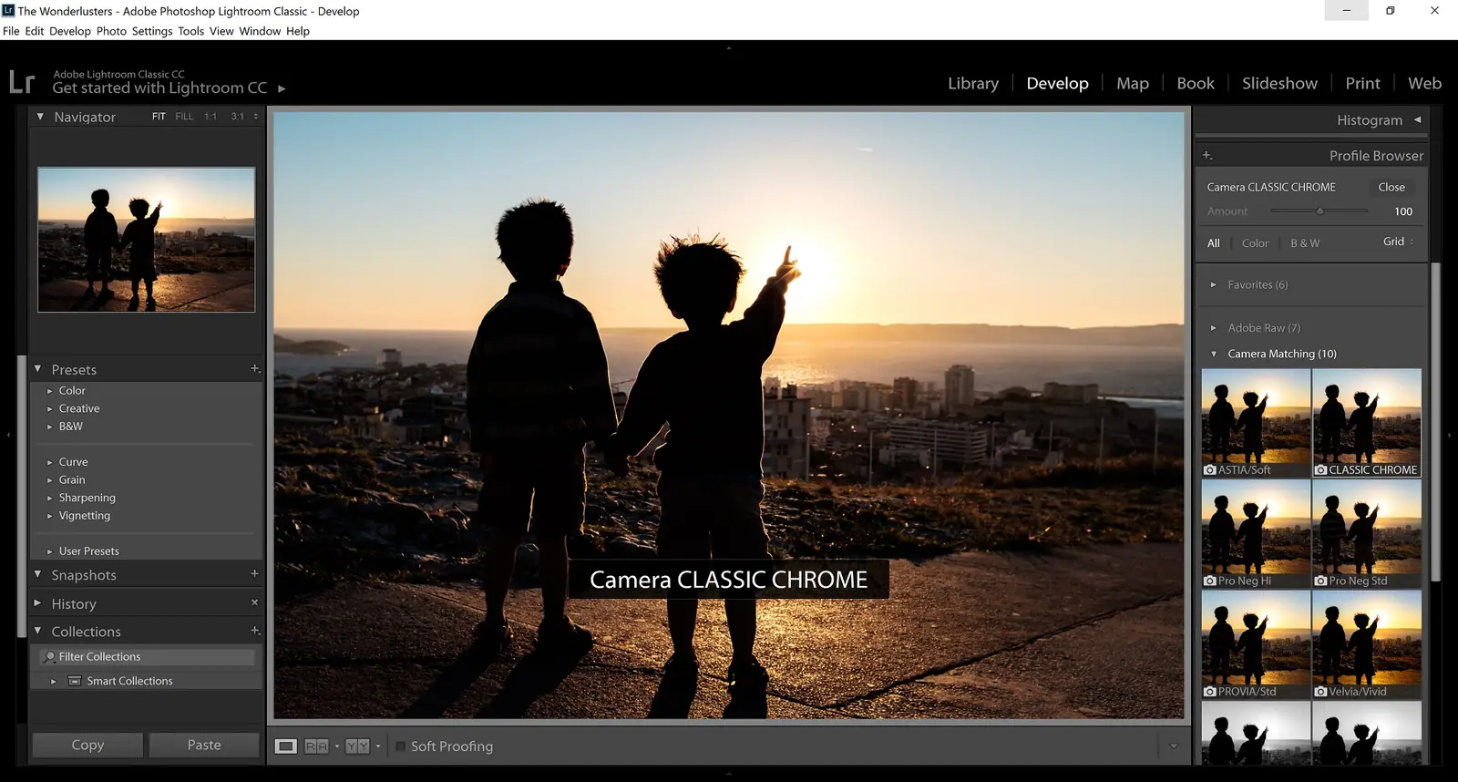 Coucher de soleil sur Marseille avec le profil Classic Chrome